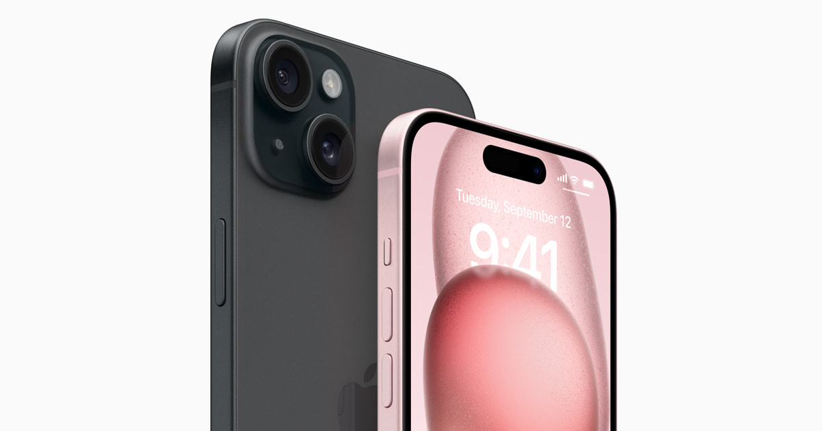 Official Apple image of the iPhone 15 family