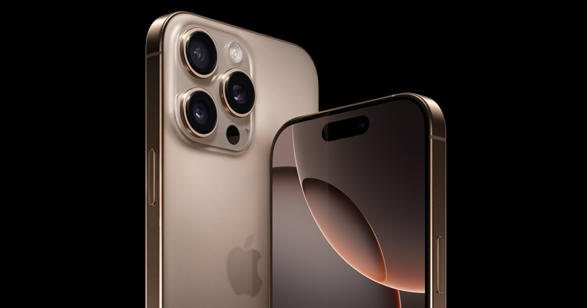 Official Apple image of the iPhone 16 Pro family
